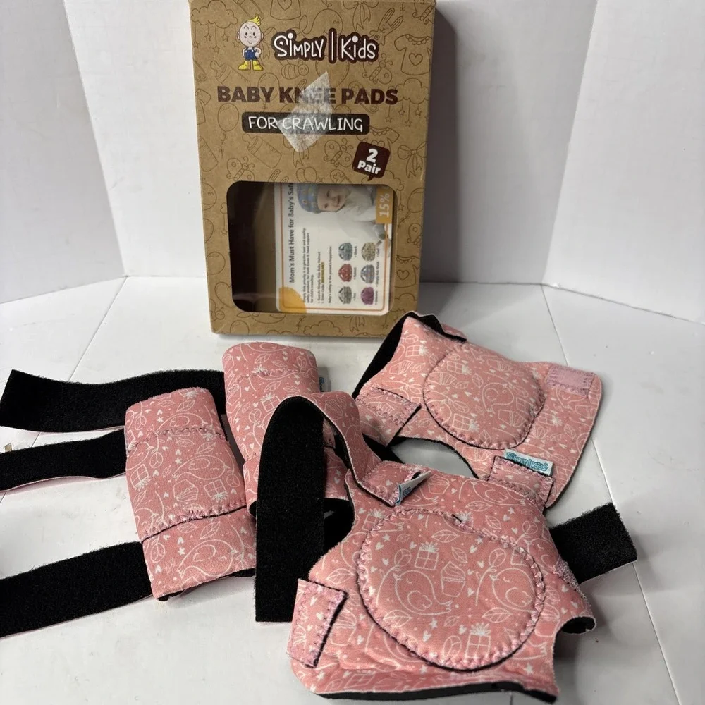 Simply Kids‎ Baby Knee Pads for Crawling in Pink Print 2 Pairs